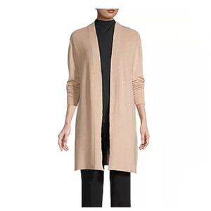 Worthington XLT  Long Sleeve Ribbed Knit Open Front Cardigan in Camel Tan Brown